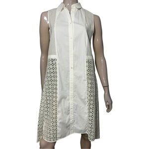 O’2nd Women’s Size 4 Cream Light Green Button Front Lace A-Line Dress